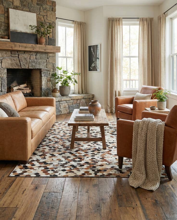 Detail image of 5' x 7' 10 Cowhide Stocks Rug