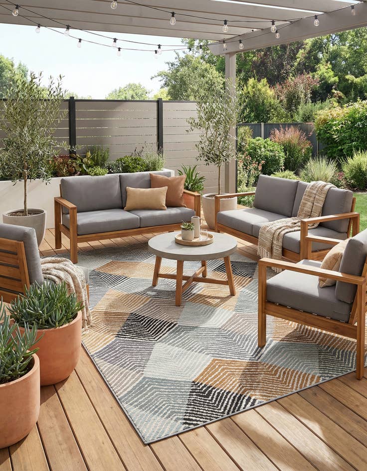 Detail image of 5' x 8'  Washable Modern Indoor / Outdoor Rug