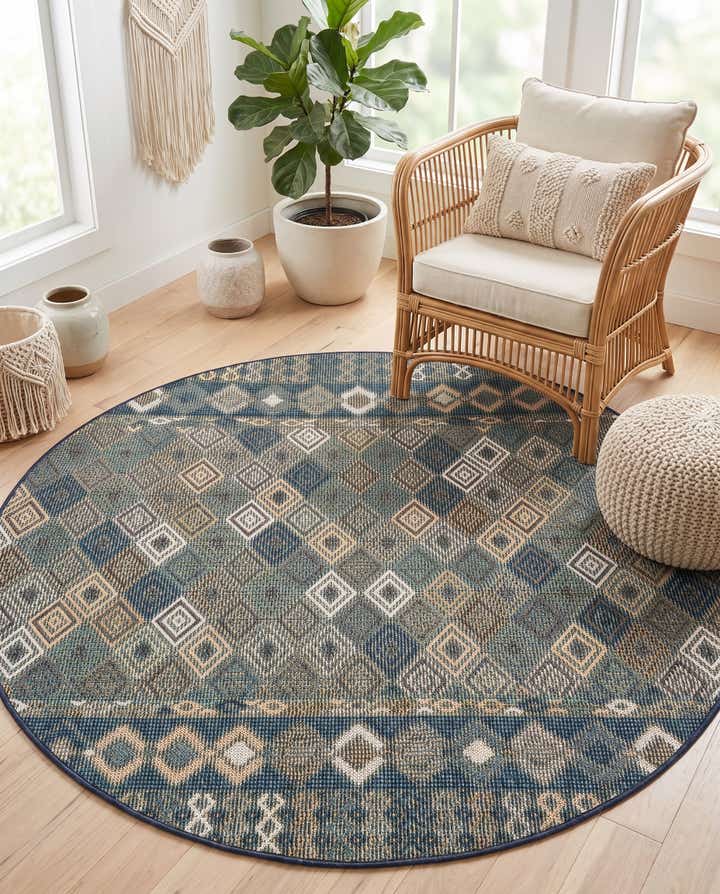 5' 3 x 5' 3 Easy-Clean Baja Indoor / Outdoor Round Rug
