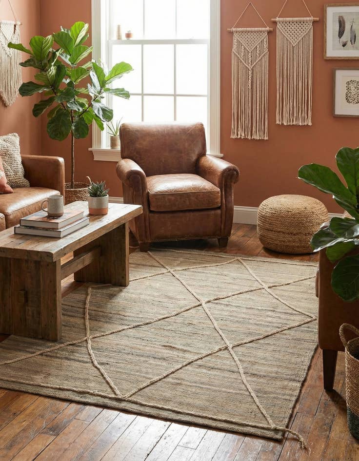 Detail image of 4' 5 x 6'  Hand Knotted Moroccan Wool Rug