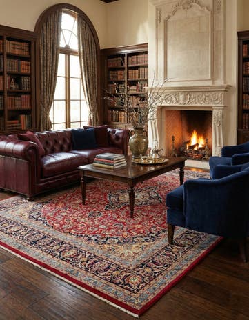 9' 9 x 12' 10 Hand Knotted Mashad Persian Wool Rug