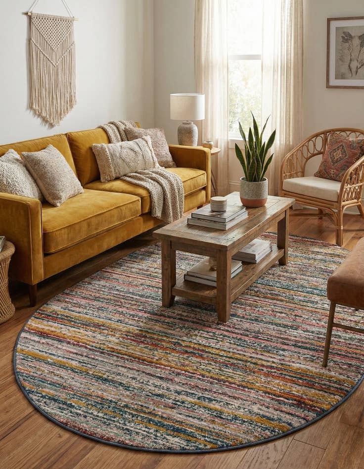 Detail image of 4' x 6' 3 Gemstone Oval Rug