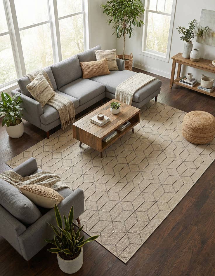 Detail image of  9' x 12'  Washable Lattice Indoor / Outdoor Rug