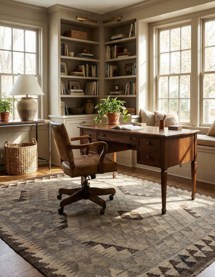 Detail image of  4' 4 x 6'  Hand Woven Kilim Maymana Wool Rug