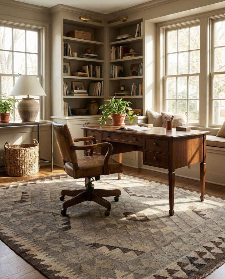 4' 4 x 6' Hand Woven Kilim Maymana Wool Rug