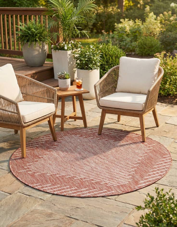 Detail image of  4' x 4'  Washable Modern Indoor / Outdoor Round Rug