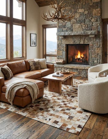 8' x 10' Cowhide Leather Rug