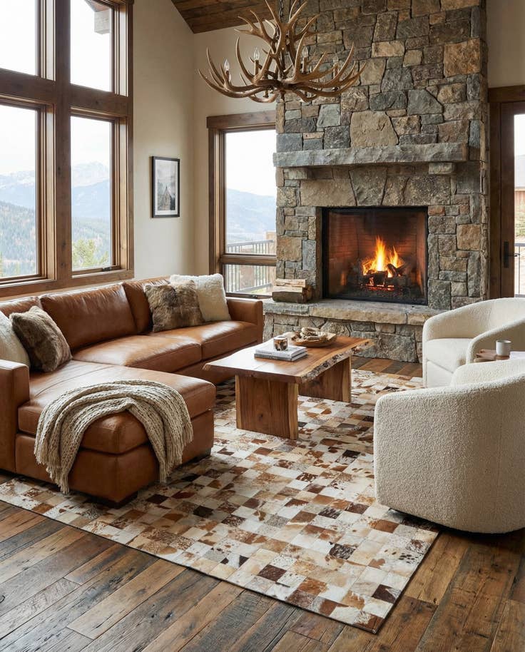 Detail image of 8' x 10' Cowhide Leather Rug