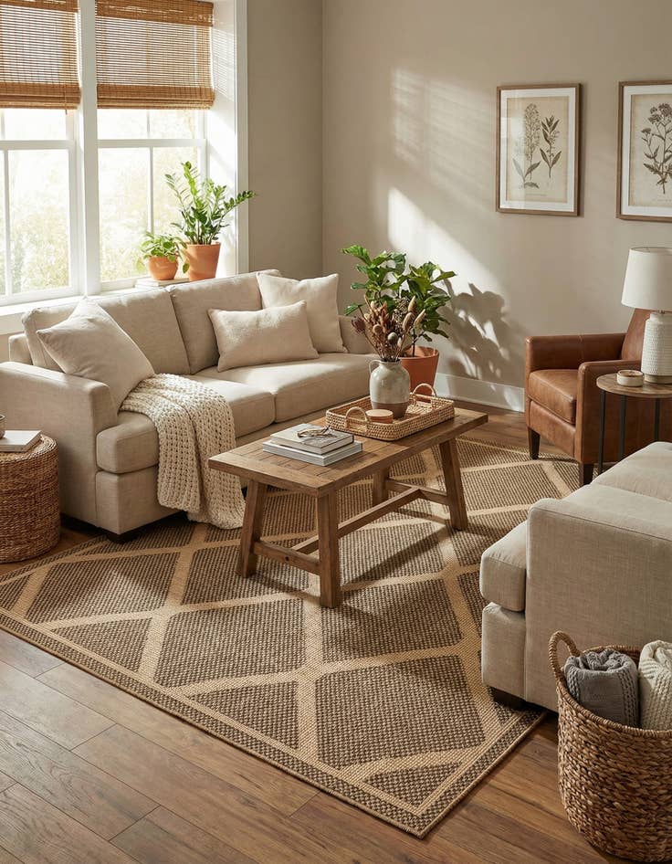 Detail image of  6' x 9'  Washable Lattice Indoor / Outdoor Rug