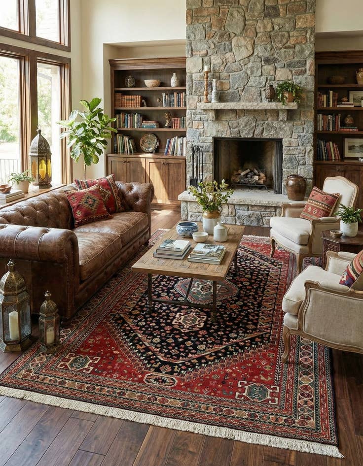 Detail image of 6' 4 x 9' 9 Hand Knotted Ghashghaei Wool Rug