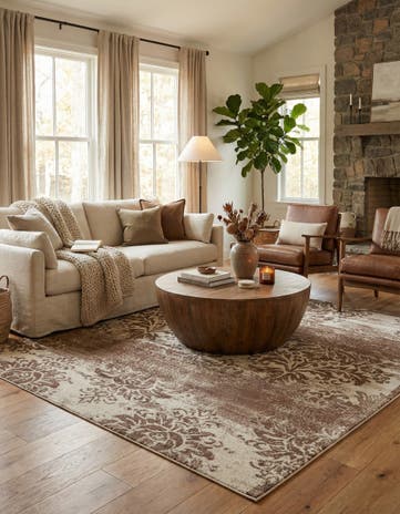 Dark Beige Nepal Square Rug