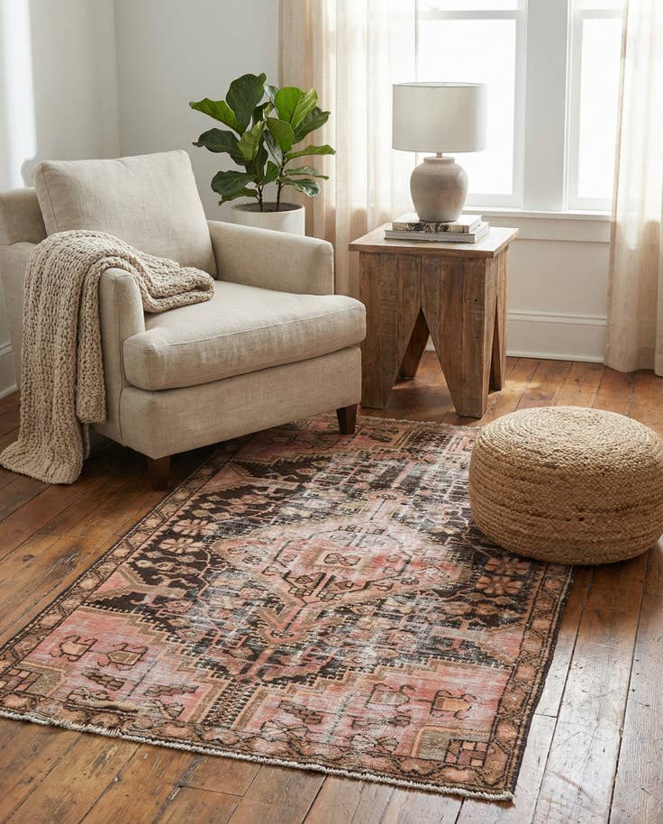 Detail image of 3' 7 x 5' 10 Hand Knotted Ultra Vintage Persian Wool Rug