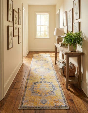 Tuscan Yellow Washable Francesca Runner Rug