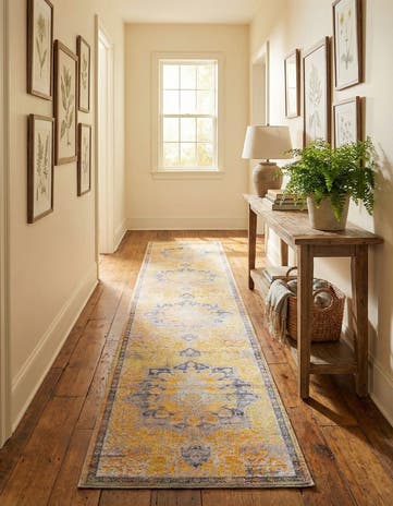 Tuscan Yellow Washable Francesca Runner Rug
