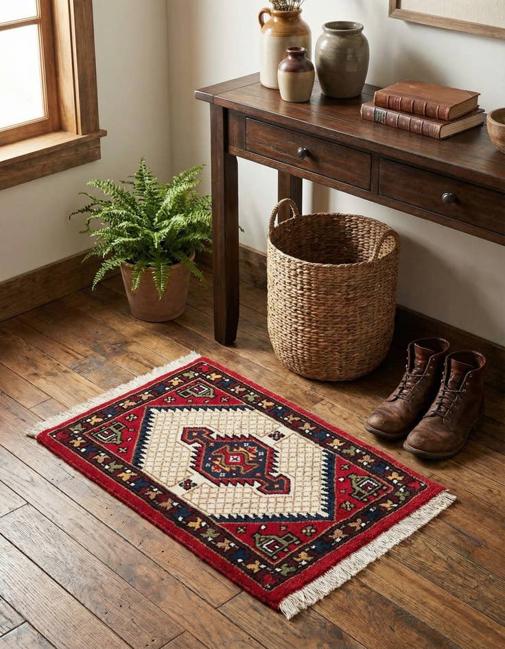 Detail image of 2' x 3'  Hand Knotted Heriz Wool Rug