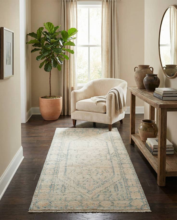 Detail image of 3' 10 x 8' 3 Hand Knotted Moroccan Wool Runner Rug