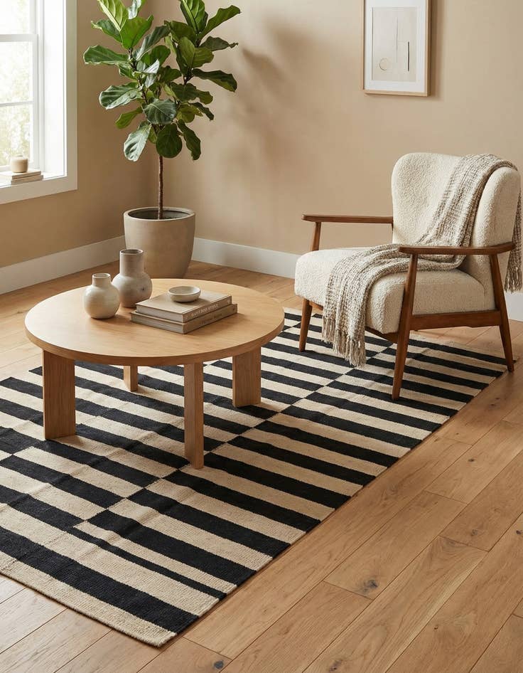 Detail image of 4' 2 x 6'  Hand Woven Kilim Modern Wool Rug