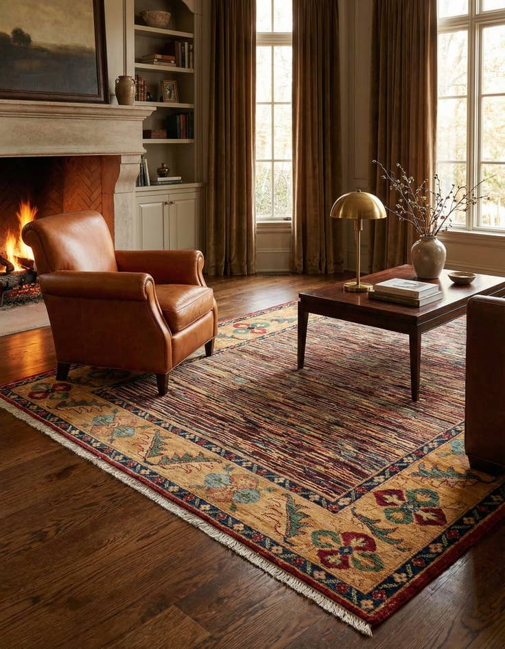 Detail image of  5' 10 x 7' 8  Hand Knotted Ziegler Wool Rug