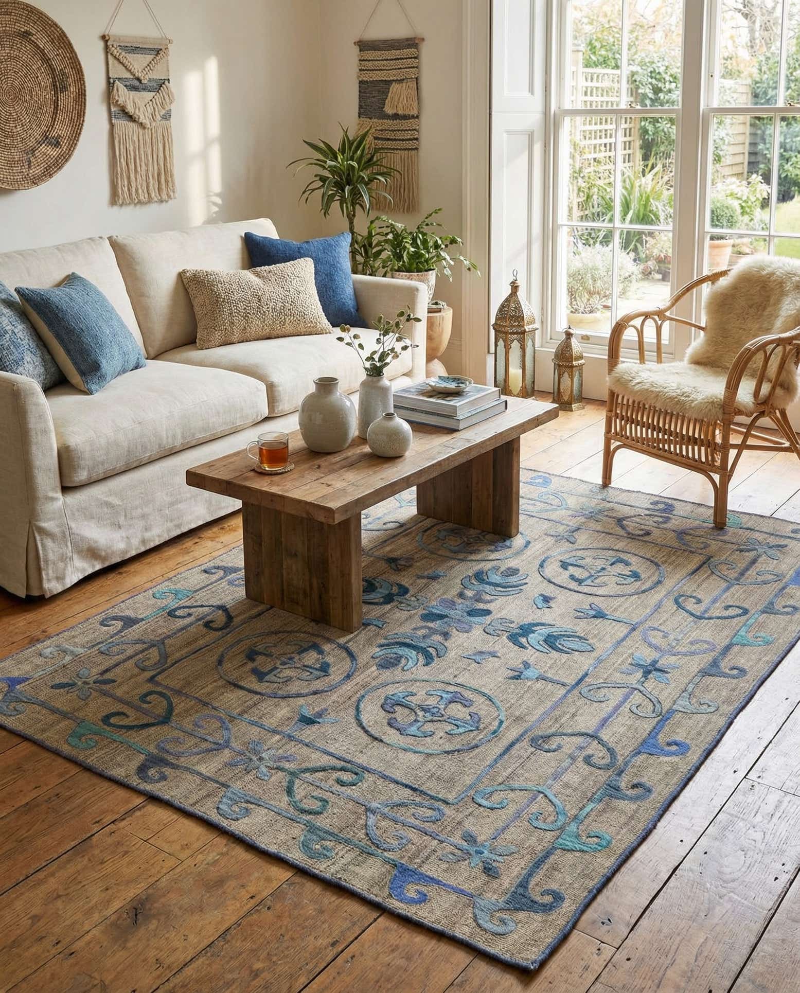 5' x 6' 2 Hand Woven Kilim Suzani Wool Rug