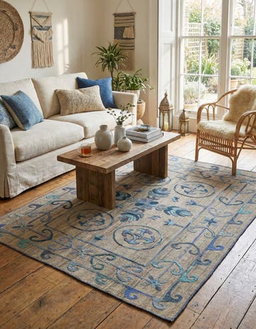 5' x 6' 2 Hand Woven Kilim Suzani Wool Rug