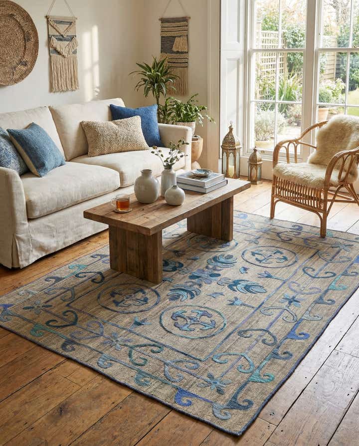 5' x 6' 2 Hand Woven Kilim Suzani Wool Rug