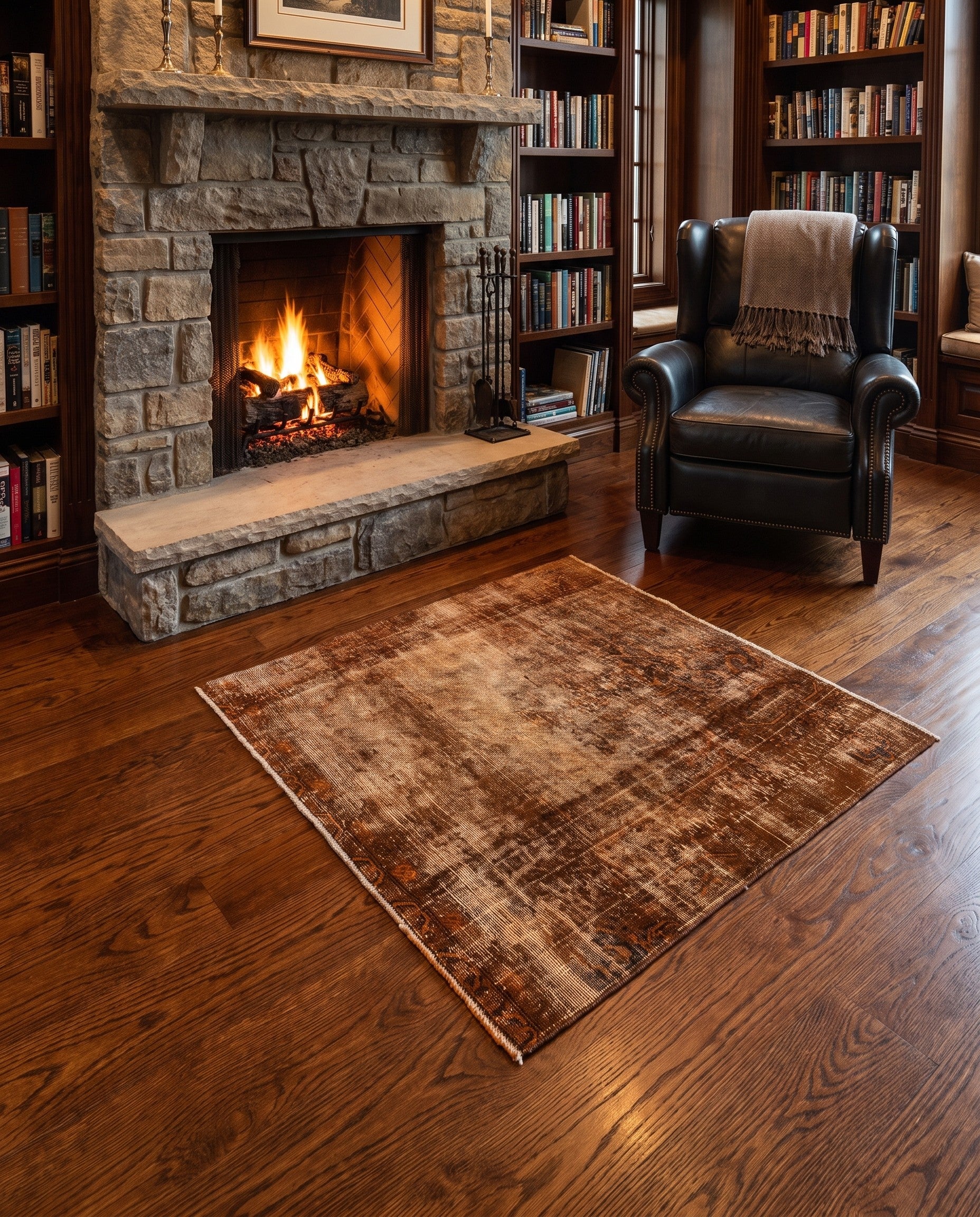 5' 1 x 5' 2 Hand Knotted Ultra Vintage Persian Wool Square Rug
