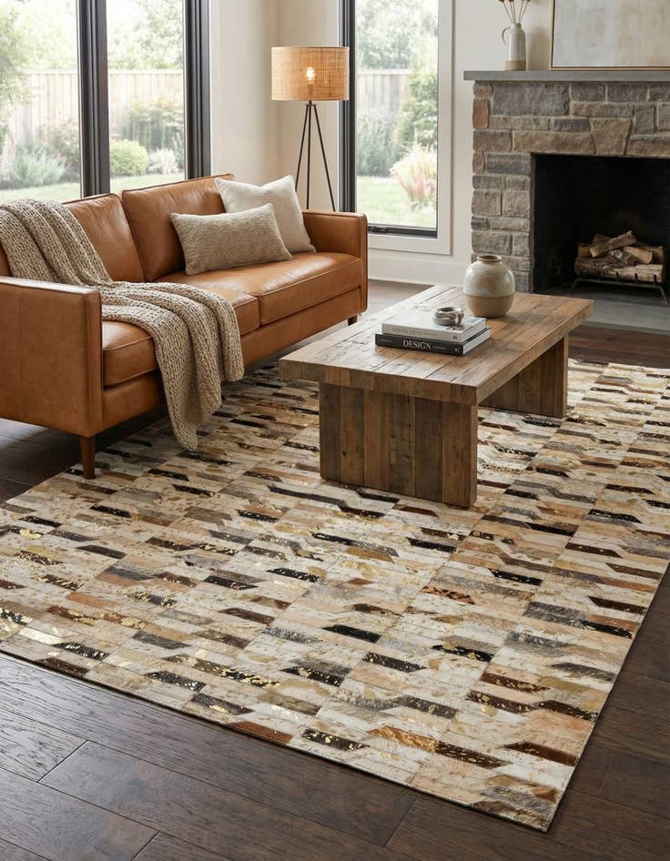 Detail image of  4' 2 x 5' 11 Cowhide - Patchwork Rug