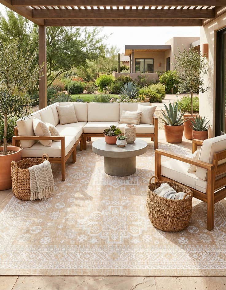 Detail image of 10' x 13'  Washable Aztec Indoor / Outdoor Rug