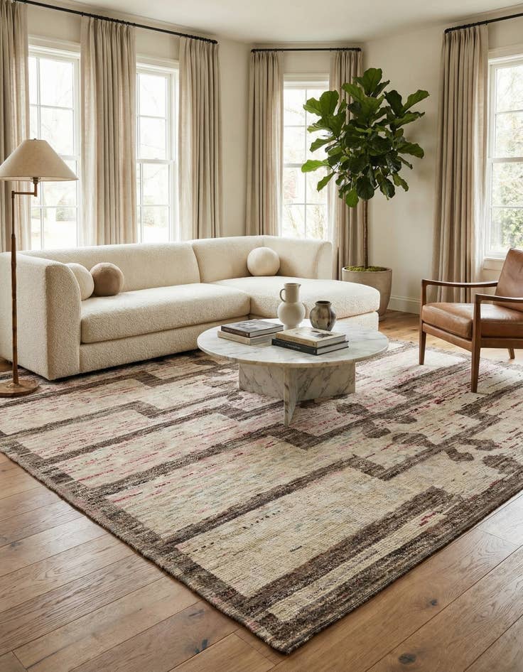 Detail image of  12' 3 x 15' 1  Hand Knotted Moroccan Wool Rug