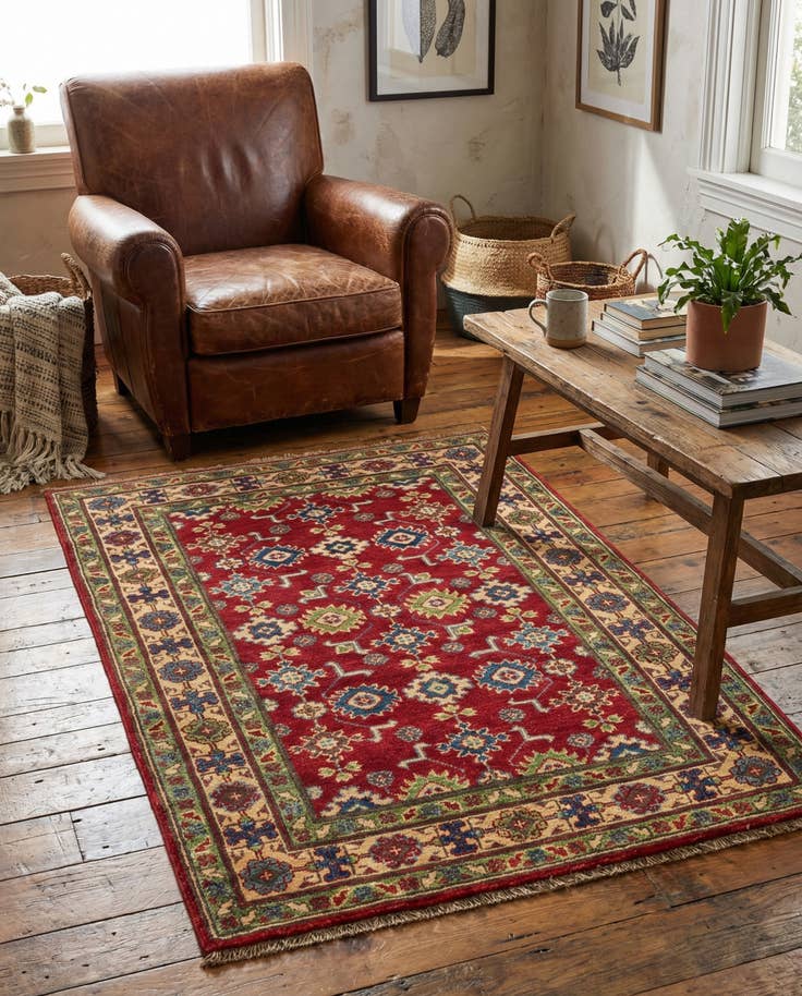 Detail image of 3' 2 x 4' 8 Hand Knotted Kazak Rug