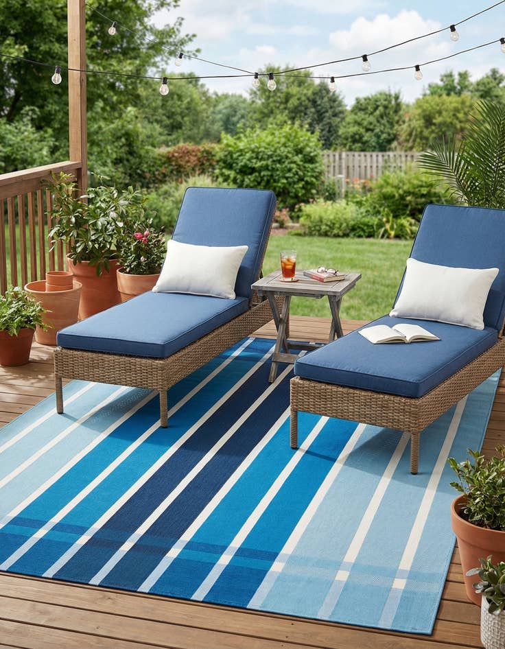 Detail image of 6' x 9' Easy-Clean Striped Indoor / Outdoor Rug