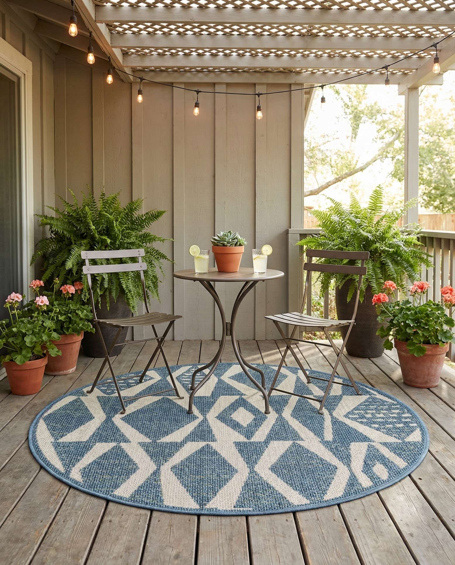 4' 1 x 4' 1 Easy-Clean Baja Indoor / Outdoor Round Rug