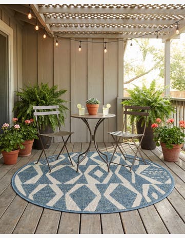 4' 1 x 4' 1 Easy-Clean Baja Indoor / Outdoor Round Rug