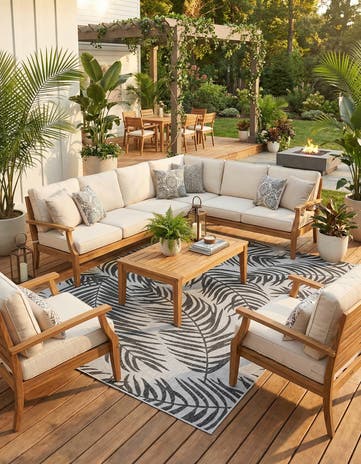 9' x 12' Easy-Clean Botanical Indoor / Outdoor Rug