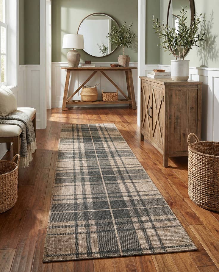 Detail image of 2' 7 x 12' Easy-Clean Checkered Indoor / Outdoor Runner Rug
