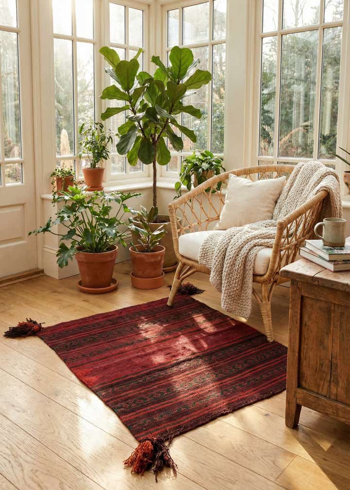 3' 5 x 3' 9 Hand Woven Kilim Fars Wool Square Rug