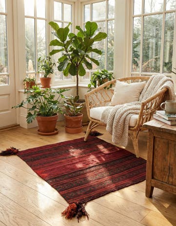 3' 5 x 3' 9 Hand Woven Kilim Fars Wool Square Rug