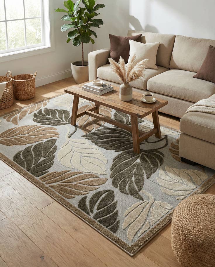 Detail image of 5' x 8' Easy-Clean Botanical Indoor / Outdoor Rug