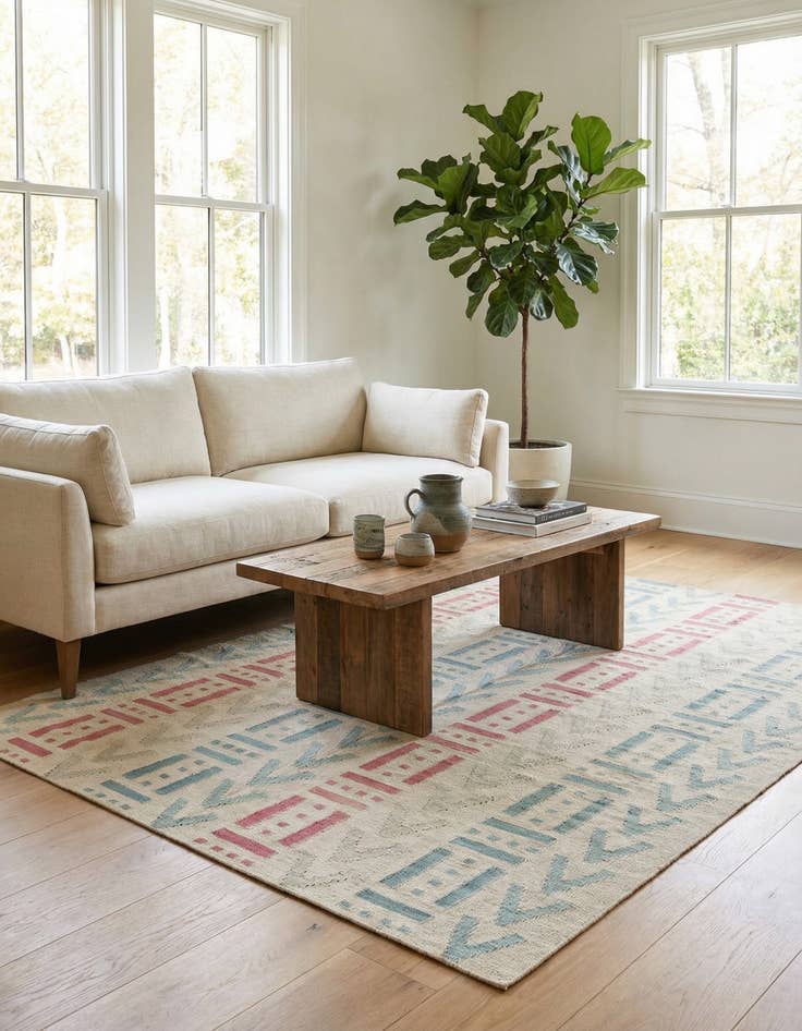 Detail image of 4' 10 x 6' 5  Hand Woven Kilim Modern Wool Rug