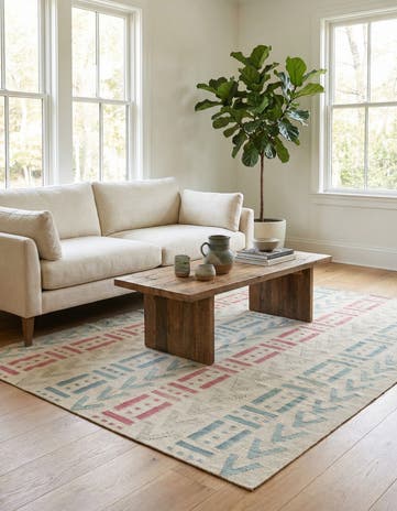 4' 10 x 6' 5 Hand Woven Kilim Modern Wool Rug