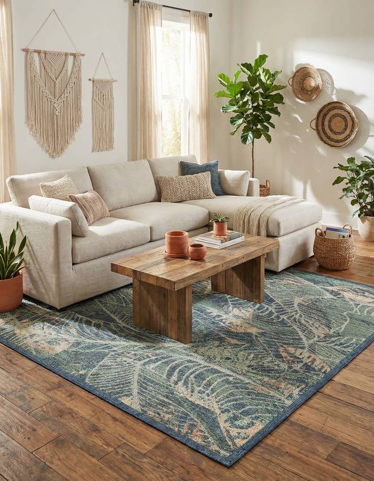 Detail image of 7' 10 x 7' 10  Washable Baja Indoor / Outdoor Square Rug