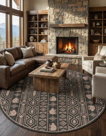 13' x 13' Easy-Clean Southwestern Indoor / Outdoor Round Rug