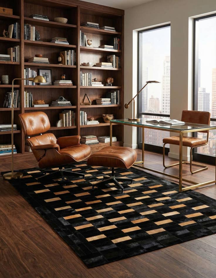 Detail image of  5' 1 x 8' Cowhide - Patchwork Rug