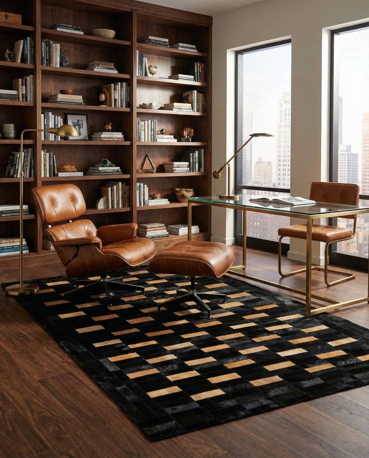 Detail image of 5' 1 x 8' Cowhide - Patchwork Rug