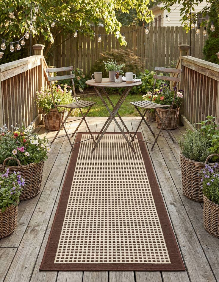 Detail image of 2' x 6'  Washable Border Indoor / Outdoor Runner Rug