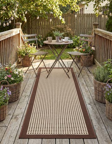 2' x 6' Easy-Clean Border Indoor / Outdoor Runner Rug