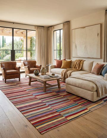 8' 8 x 9' 7 Hand Woven Kilim Modern Wool Rug