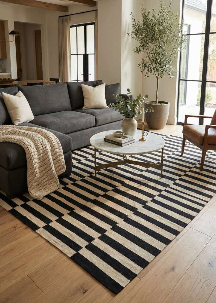 5' 8 x 8' 1 Hand Woven Kilim Modern Wool Rug