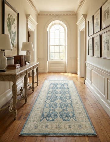 5' 1 x 10' Hand Knotted Peshawar Ziegler Runner Rug