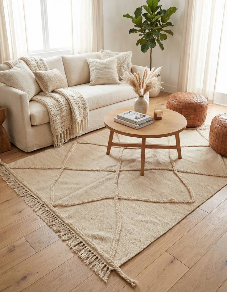 Detail image of 3' 6 x 4' 9  Hand Knotted Moroccan Wool Rug